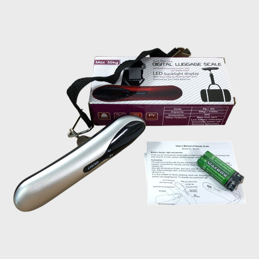 Digital Luggage Scale LED Display Portable Travel Weighing Hook 110lb Sliver