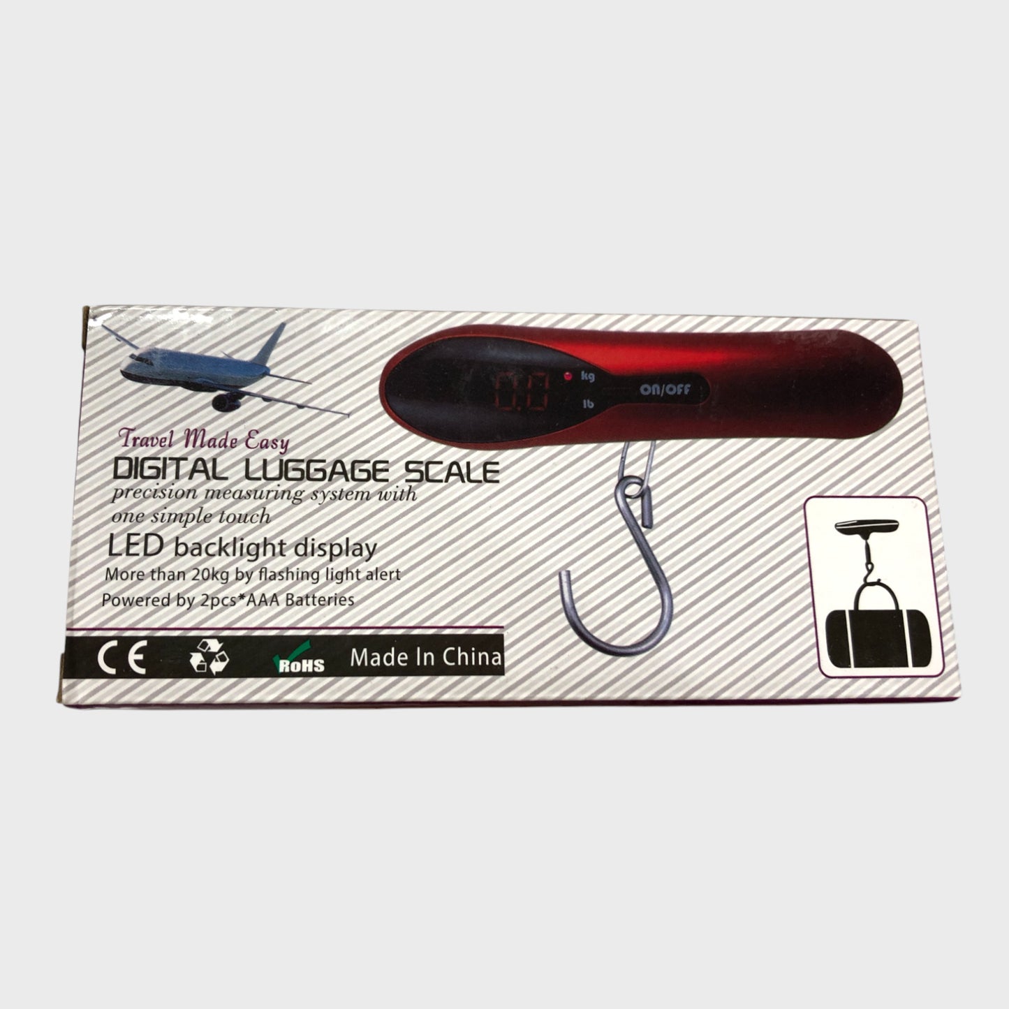 Digital Luggage Scale LED Display Portable Travel Weighing Hook 110lb Sliver