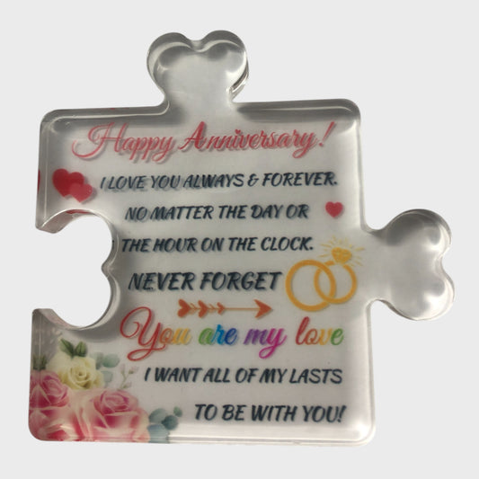 Anniversary Acrylic Jigsaw Puzzle Piece Romantic Gift Sentiment Message