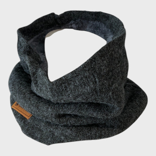 Grey Fleece Snood Scarf Winter Neck Warmer
