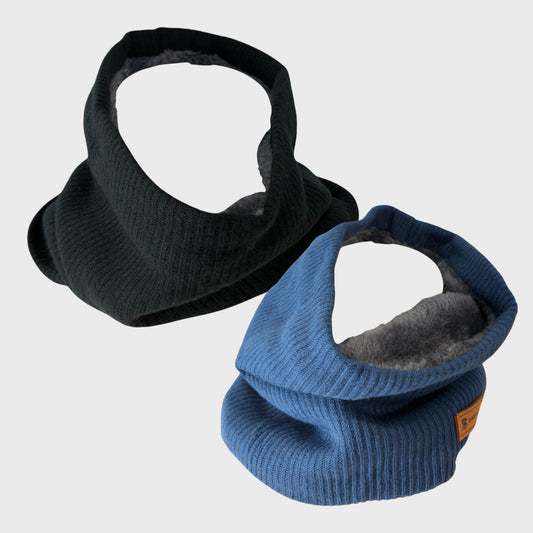 Black Blue Cowl Snood Neck Warmer Fleece Lined Scarf Pack Of Two
