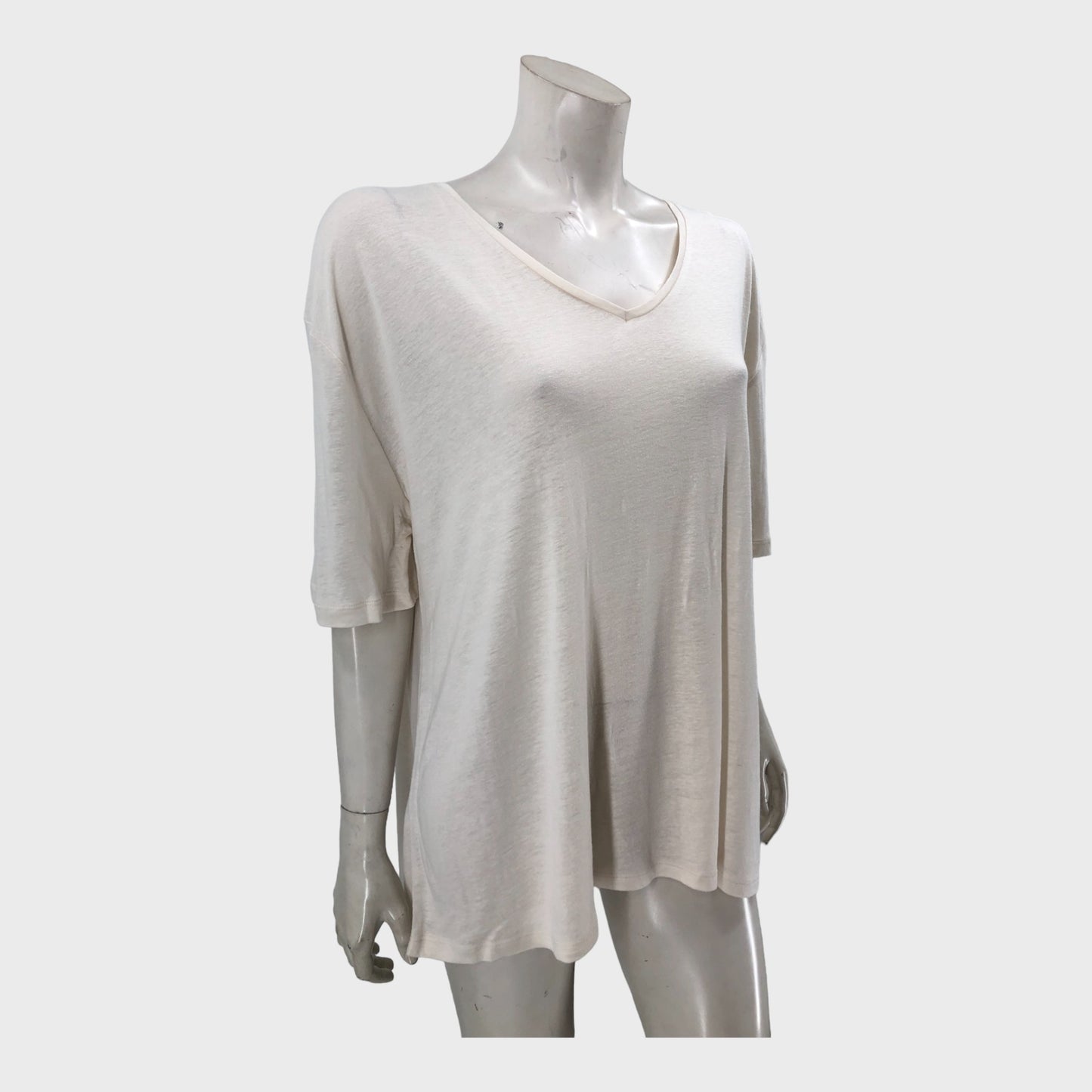 Stone Linen V-Neck T-Shirt