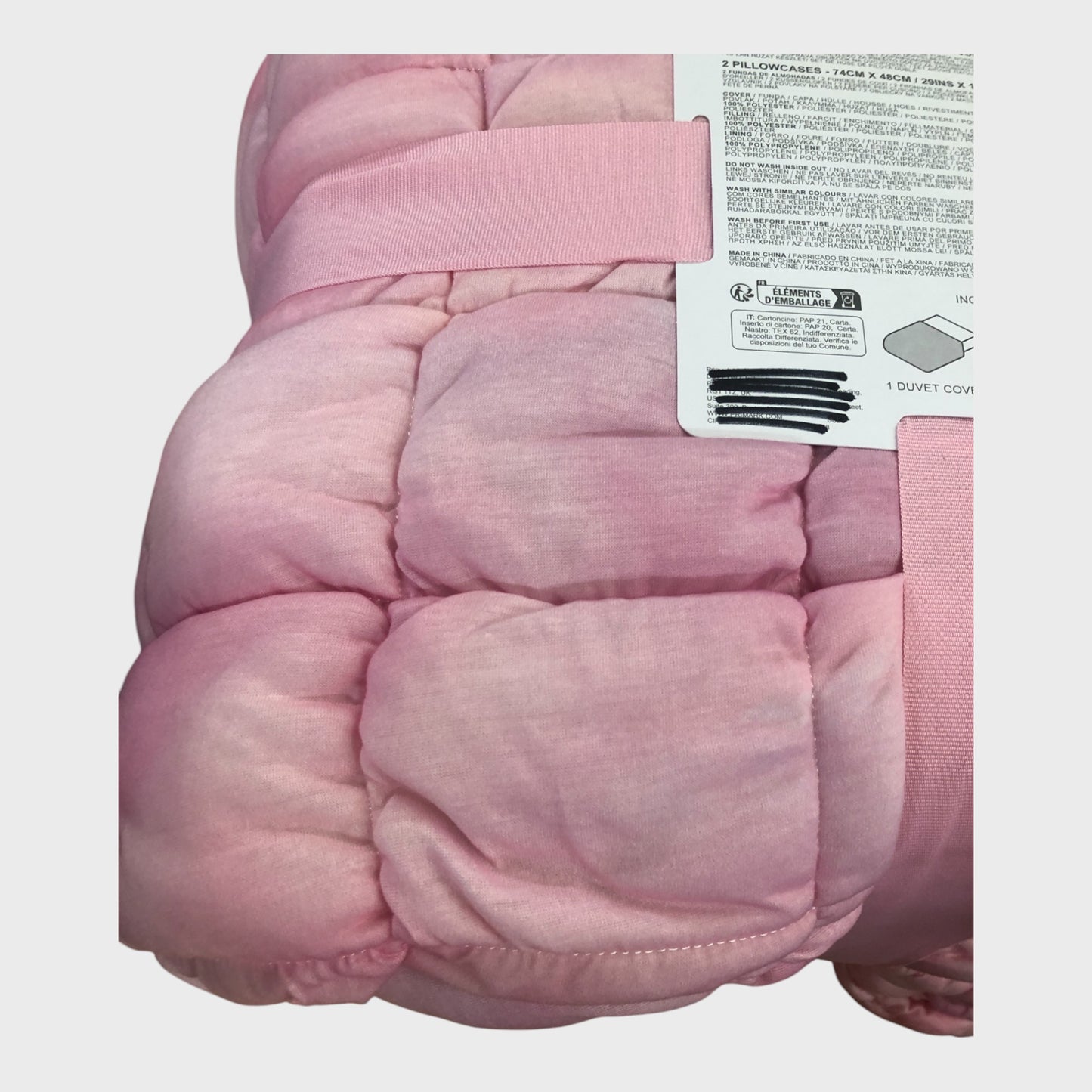 Pink Tie-Dye Quilted Double Duvet Cover Set - With Two Pillowcases