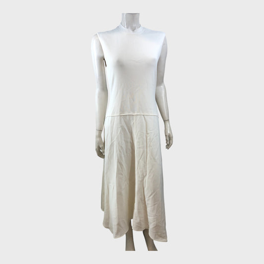 Branded Ivory Knitted Midi Dress - Size 14