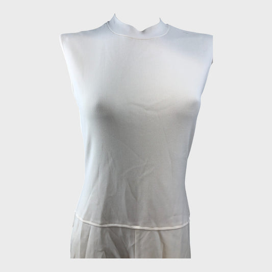 Branded Ivory Knitted Midi Dress - Size 14