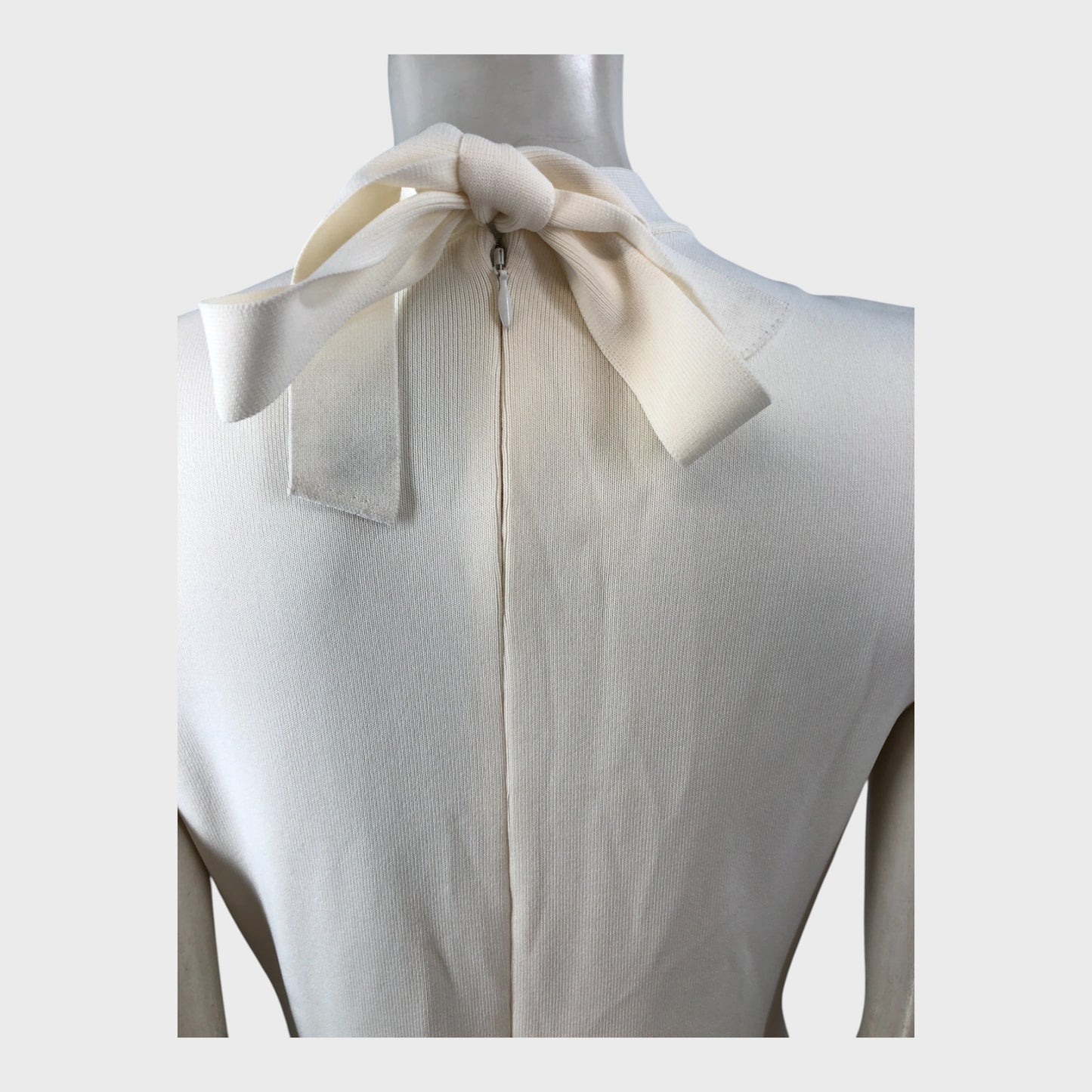 Branded Ivory Knitted Midi Dress - Size 14