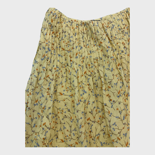 Branded Yellow Floral Print Midi Skirt - Size 12