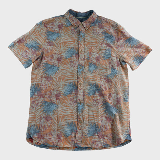 Fat Face Dusky Orange Palm Print Shirt - Size Medium