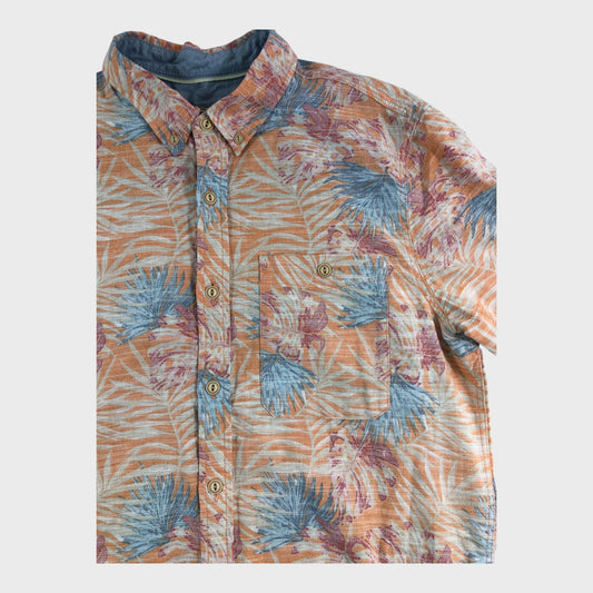 Fat Face Dusky Orange Palm Print Shirt - Size Medium