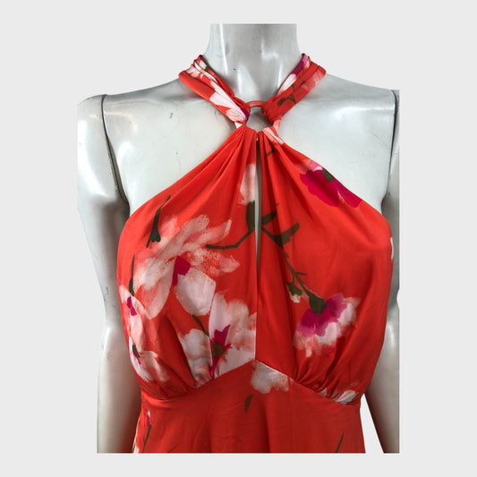 Adrianna Papell Orange Chiffon Dress - Size 14