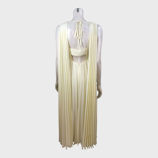 Branded Lemon Pleated Cape Midi Dress - Size 6