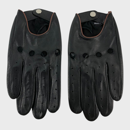 Max W Black Leather Gloves - Size Large