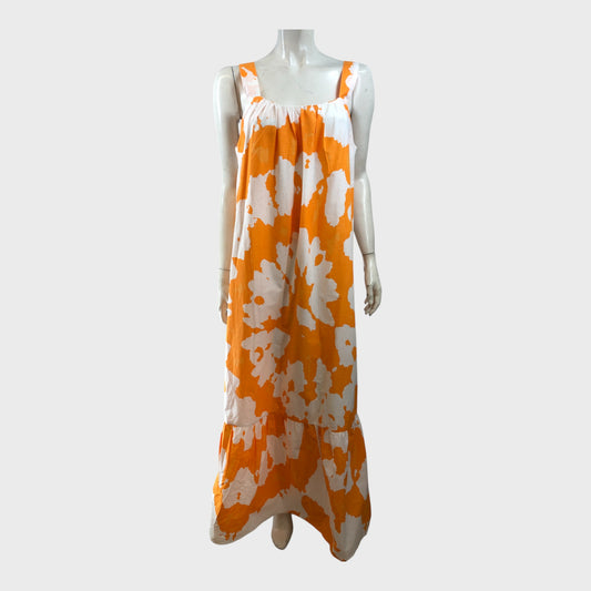 Orange Patterned Maxi Dress - Size 12