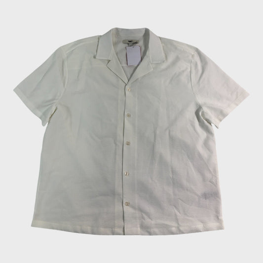 White Woven Button Up Shirt - Size XL