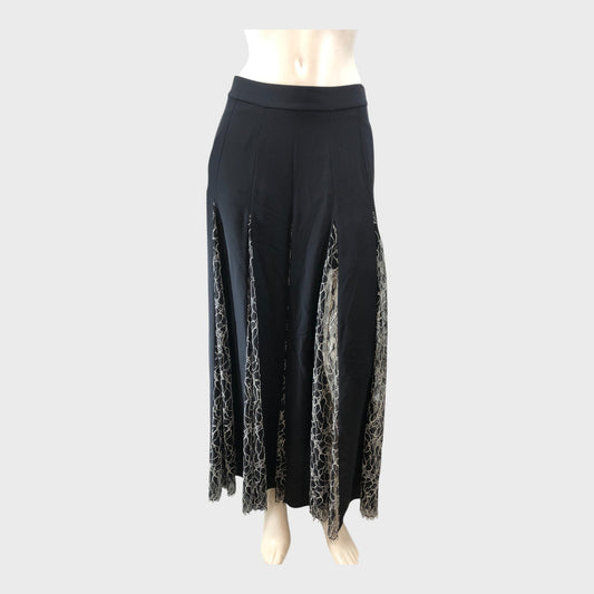Branded Black Lace Pleated Skirt - Size 8