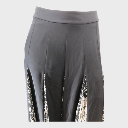 Branded Black Lace Pleated Skirt - Size 8