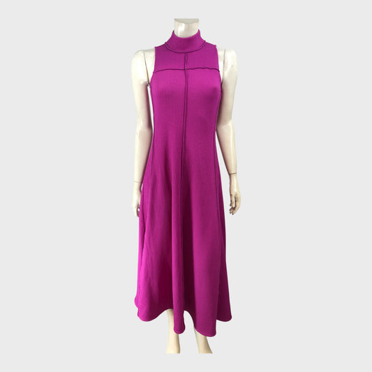 Branded Pink Textured Midi Dress - Size 8