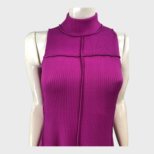 Branded Pink Textured Midi Dress - Size 8