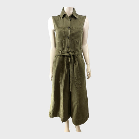 Branded Khaki Denim Jumpsuit - Size 8