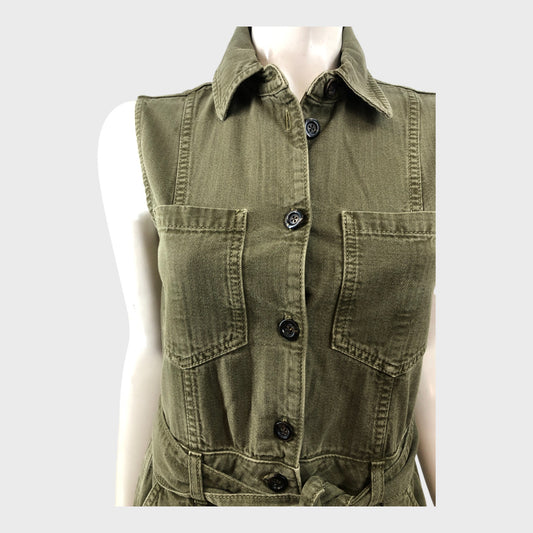 Branded Khaki Denim Jumpsuit - Size 8