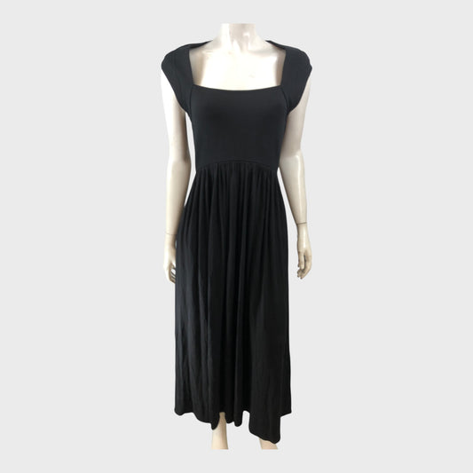 Branded Black Jersey Midi Dress - Size 8