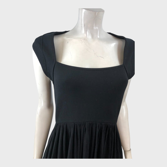 Branded Black Jersey Midi Dress - Size 8