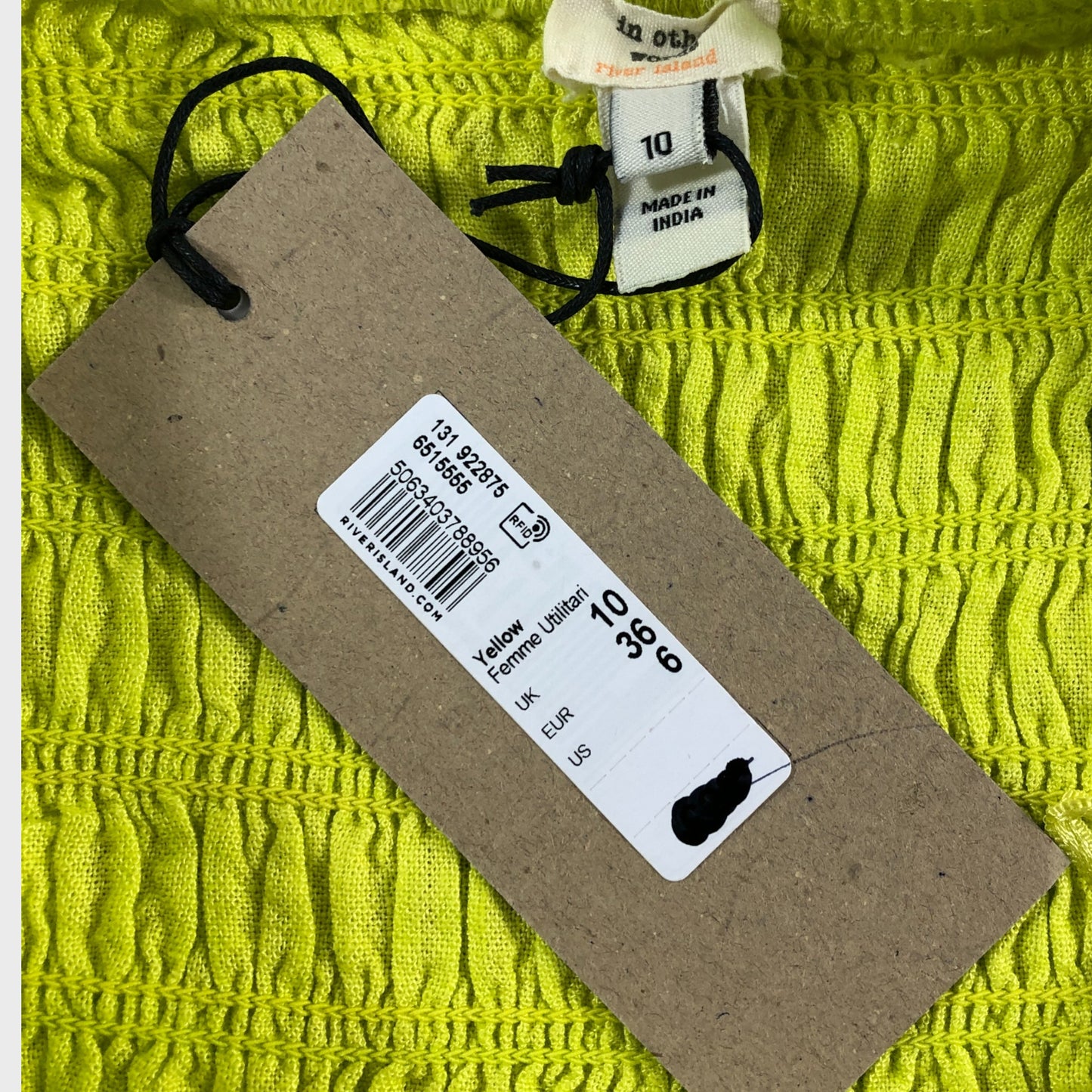 RIVER ISLAND Yellow Boob Tube