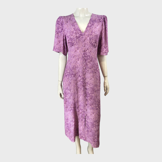 Branded Pink Snake Print Midi Dress - Size 8