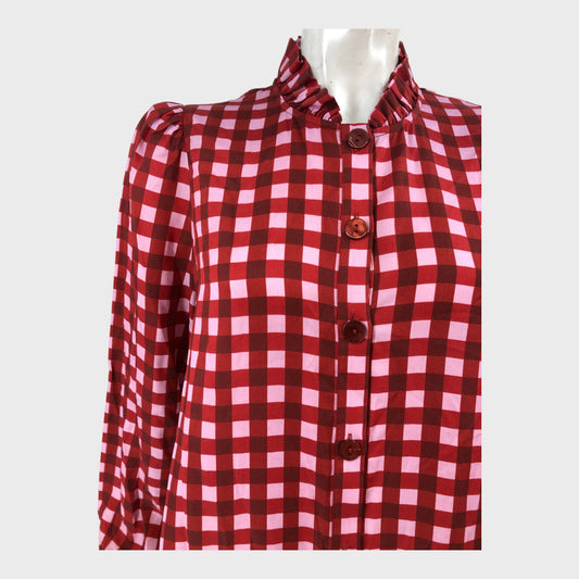 Kitri Red Check Midi Dress - Size 14