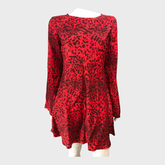 Kitri Red Leopard Print Mini Dress - Size 12