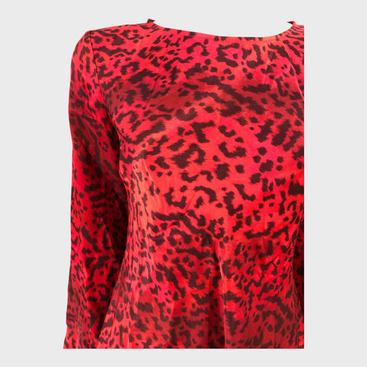 Kitri Red Leopard Print Mini Dress - Size 12