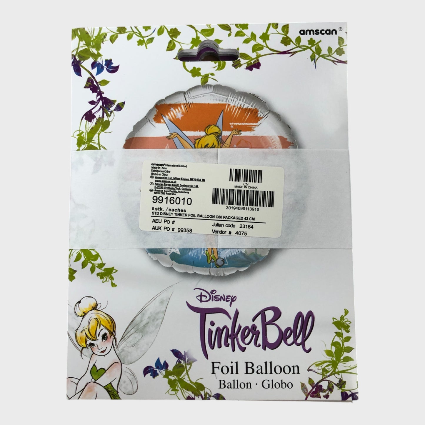 DISNEY TINKERBELL Foil Balloon Party Decoration 43cm Pack of 5