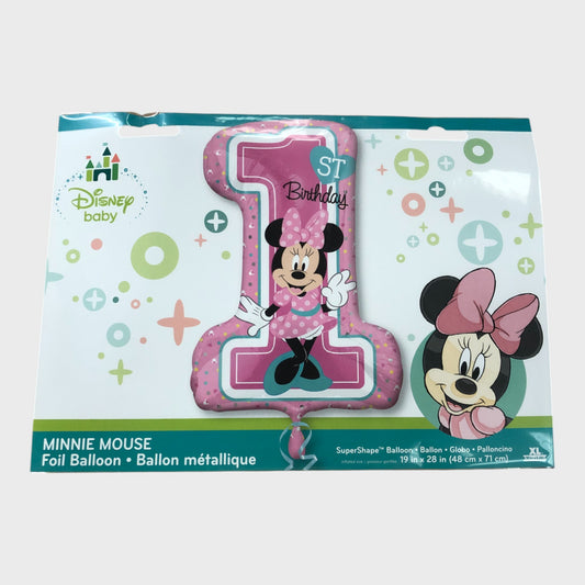 DISNEY Baby Minnie Mouse Foil Balloon 1st Birthday SuperShape 48x71cm