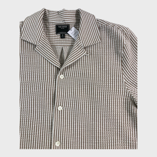 Todd Snyder Brown Striped Seersucker Shirt - Size Medium