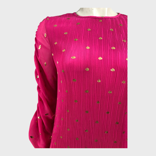 Branded Pink Pleated Dress - Size 10