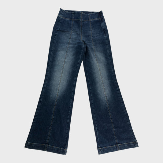 Branded Dark Wash Stretch Palazzo Jeans - Size 8