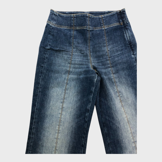 Branded Dark Wash Stretch Palazzo Jeans - Size 8