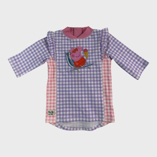JoJo Maman Bebe Peppa Pig Gingham 2 Piece Sun Protection Suit - 2-3 Years