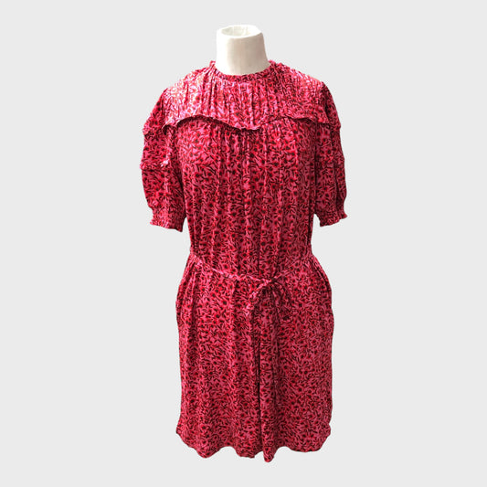 Branded Pink Floral Midi Dress with Pockets