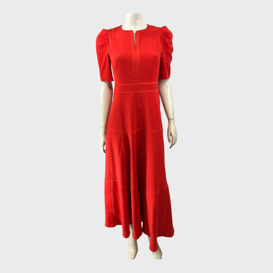 Branded Red Crepe Maxi Dress - Size 12