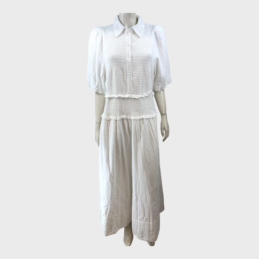 Branded White Cheesecloth Maxi Dress - Size 16