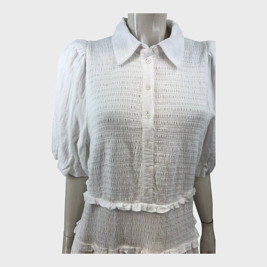 Branded White Cheesecloth Maxi Dress - Size 16