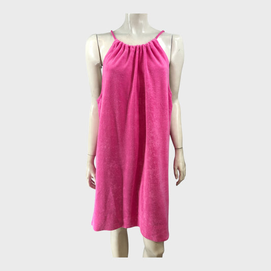 Branded Pink Towelling Halterneck Dress - Size 16
