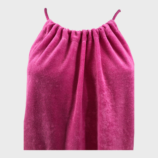 Branded Pink Towelling Halterneck Dress - Size 16