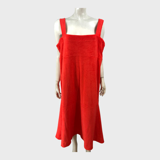 Branded Red Terry Towelling Dress - Size 16