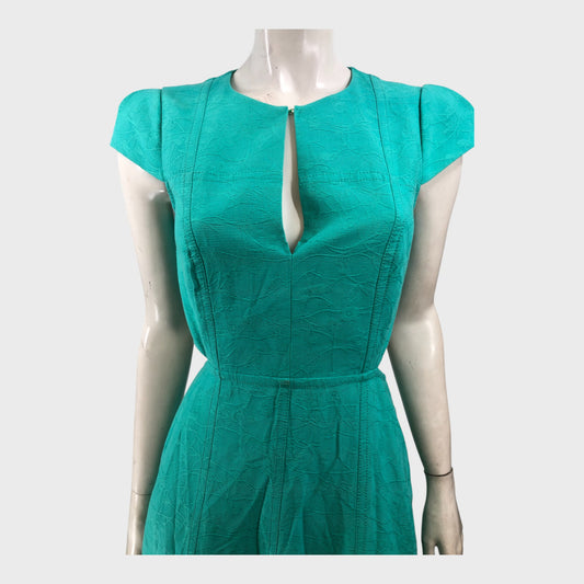 Branded Green Jacquard Maxi Dress - Size 8