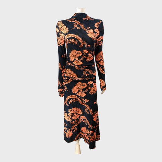 Branded Navy Floral Dress - Size 8