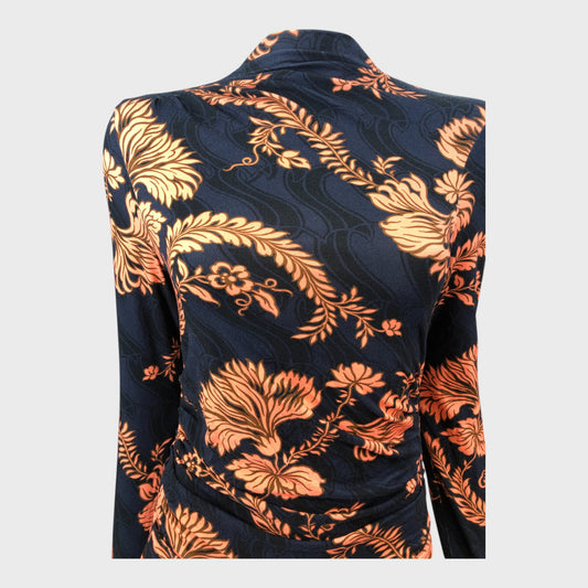 Branded Navy Floral Dress - Size 8