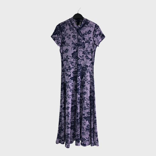 Branded Purple Floral Print Dress - Size 8