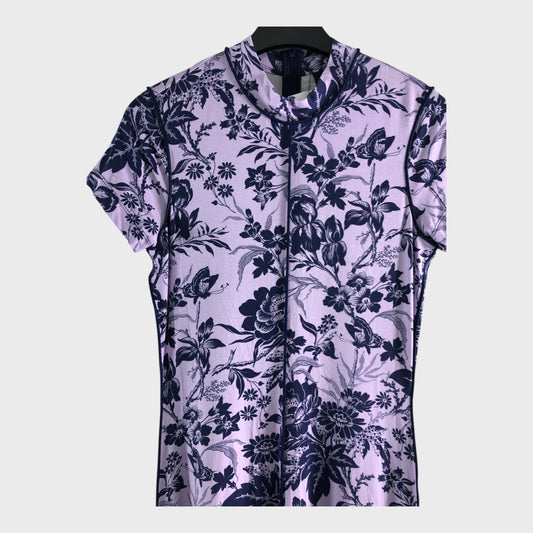 Branded Purple Floral Print Dress - Size 8